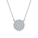 Full Zircon Round Pendant Silver Necklace for Women