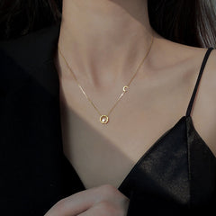 Moon Sun with Zircon Star Silver Necklace for Women
