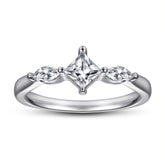 Princess Cut and Marquise Zircon Silver Ring