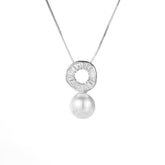 Concentric Circle with Pearl Silver Necklace