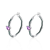 Natural Color Treasure Amethyst Hoops for Women