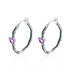 Natural Color Treasure Amethyst Hoops for Women