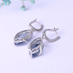 Crystal Marquise Shape Silver Drop Earrings for Women