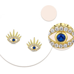 Devil's Eye with Blue Zircon Silver Studs Earrings for Women