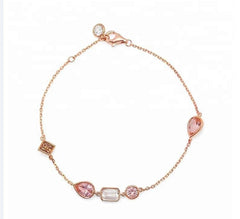 Beading Geometric Shape Zircon Silver Bracelet for Women