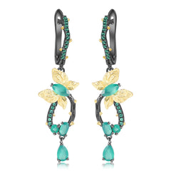 Premium Colourful Gemstones Butterfly Silver Drop Earrings for Women