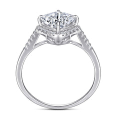 Square Zircon Soleste Halo Cathedral Silver Ring