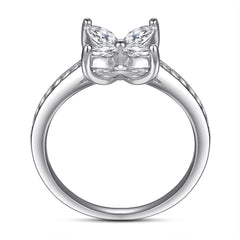 Four Prongs Marquise Zircon Four Leaf Grass Silver Ring for Women