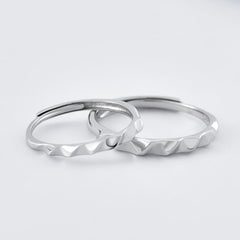 Concave-convex Wave Silver Couple Ring for Women