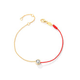 Round Zircon Splice Colourful Rope Silver Bracelet for Women