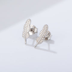 Mini Feather Silver Studs Earrings for Women