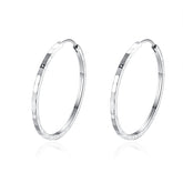 Concave-convex Rectangle Pattern Big Silver Hoop Earrings for Women