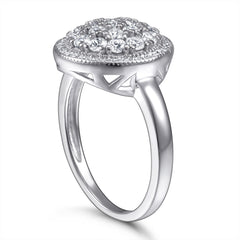 Full Zircon Circle Silver Ring for Women