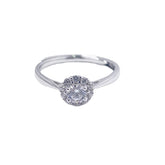 Round Zircon Flower Soleste Halo Silver Ring