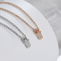 Zircon Slippers Pendant Silver Necklace for Women
