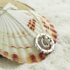 Valentine's Day Gift Zircon Circle with Heart Shape Silver Necklace for Women