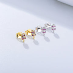 Colourful Zircon Ice-cream Silver Studs Earrings for Women