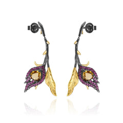Floral Design s925 Silver Drop Earrings for Women