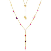 Beading Colourful Zircon Tassel Silver Necklace