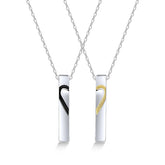 Classic Double Colour Love Pendant Silver Couple Necklace for Women