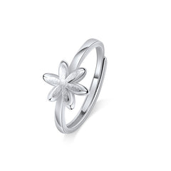 Hollow Flower Silver Couple Ring for Women