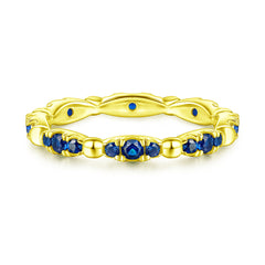 Full Row Marquise Shape with Blue Zircon silver Ring for Women