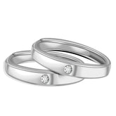 Simple Single Zircon Silver Couple Ring
