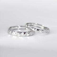 Wave Curved Face Silver Couple Ring