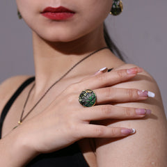 New Natural Peridot Gemstone Ring S925 Silver Ring for Women