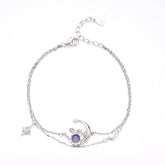 Rabbit Moon Hexagram Star Double Layer Silver Bracelet