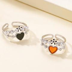 Heart Flower Double Layers Silver Ring for Women