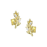 Branch with Zircon Silver Studs Earrings for Women