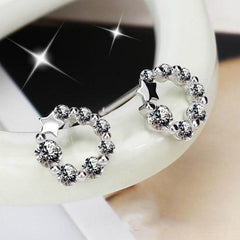 Circle with Zircon Lucky Star Silver Studs Earrings for Women