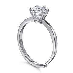 (1.0CT) Round Zircon Solitaire Silver Ring for Women