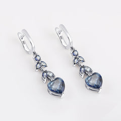 Fashion Design Inlaid Crystal Love String Silver Drop Earrings for Women