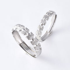 Wheatear Leaf Silver Couple Ring