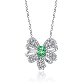 1.0Carat Rectangle Green Zircon Bowknot Necklace