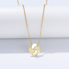 Windmill with Zircon Sterling Silver Necklace for Women