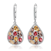 Colourful Mardi Gras Silver Drop Earrings for Women