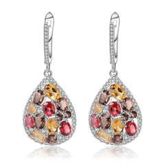 Colourful Mardi Gras Silver Drop Earrings for Women