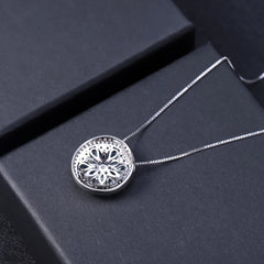 European Luxury Personality Fashion Design Inlaid Colourful Gemstone Blossoms In Round Shape Pendant Sterling Silver Necklace for Women