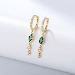 Marquise Zircon Beading Silver Drop Earrings for Women