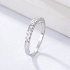 OL Fashion Square White Zircon Sterling Silver Ring for Women