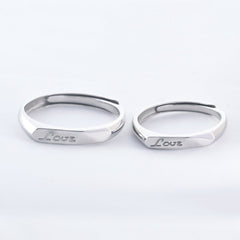 Sandblast Letter LOVE Silver Couple Ring