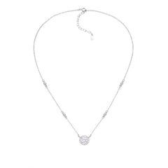 Solested Halo Round Zircon Silver Necklace