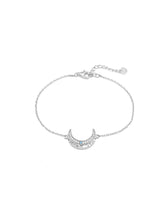 Zircon Crescent Moon Silver Bracelet