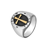 Byzantine Cross Oval Titanium Steel Ring for Men