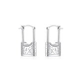 Star Pattern Lock with Zircon Silver Drop Earrings for Women