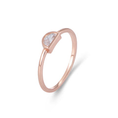 Semicircle Zircon Sterling Silver Ring