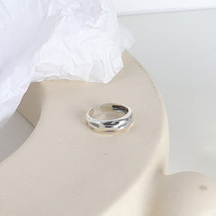 Concave Convex Texture Opening Polished Sterling Silver Ring